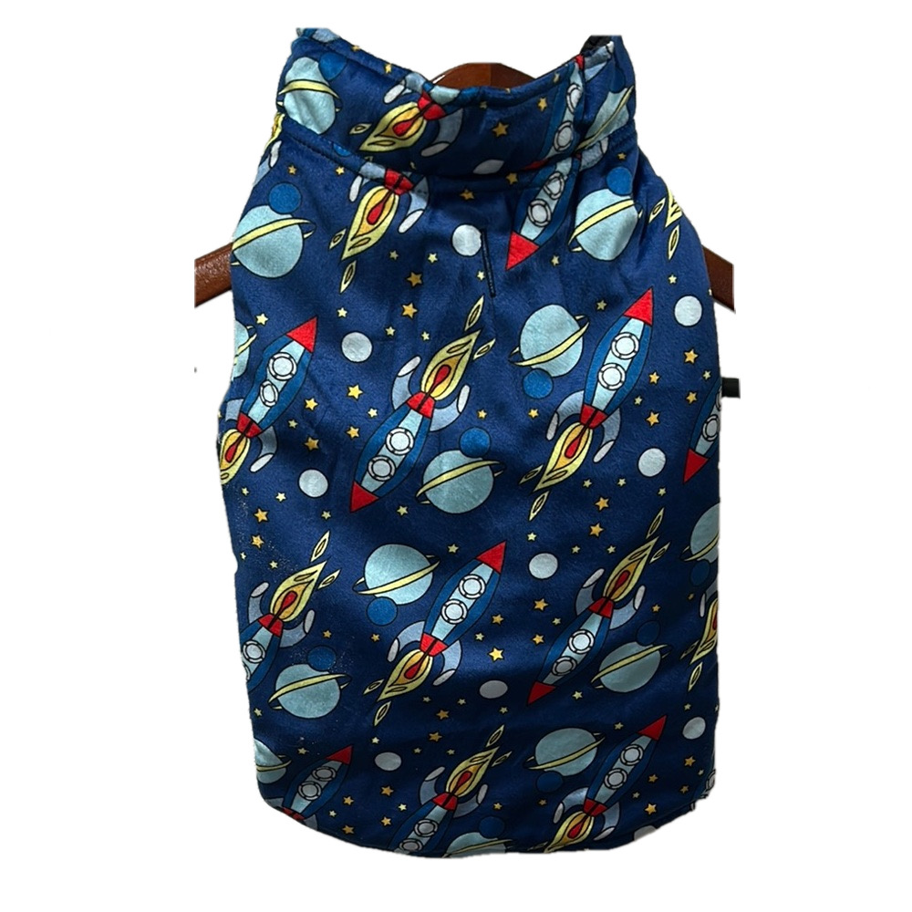 CuteBone boys size M  🐶 clothing Blue Rocket Print Dog Jacket NWOT